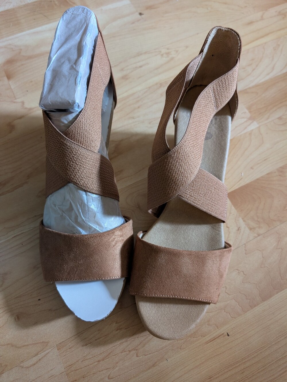 NWT Dr. Scholl's Womens Barton Band Tan Wedge Sandals